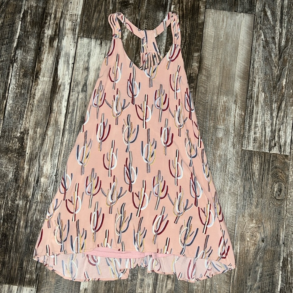 Entro Western Blush Pink Cactus Summer Dress Women’s Small